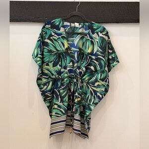 Tropical Leaf Print Kimono Top